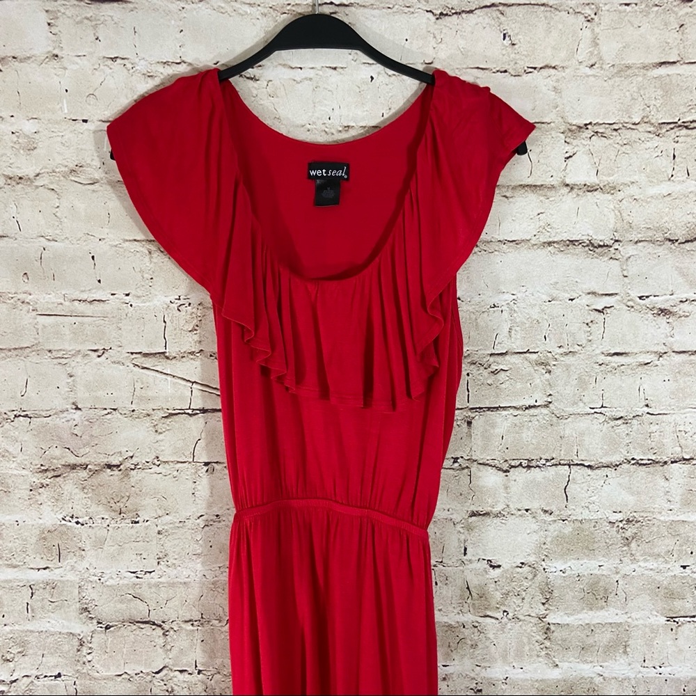 Red cinched waist wet seal dress size medium